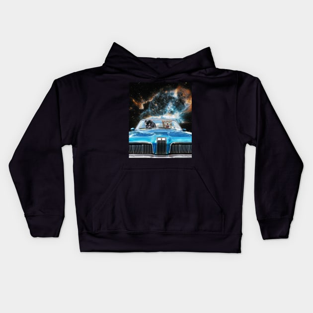 Space Galaxy Cats Driving Cat Car Kids Hoodie by Random Galaxy